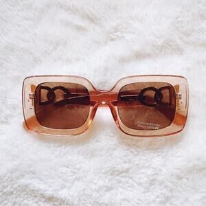 Camille Clear Coral Oversized Square Sunglasses